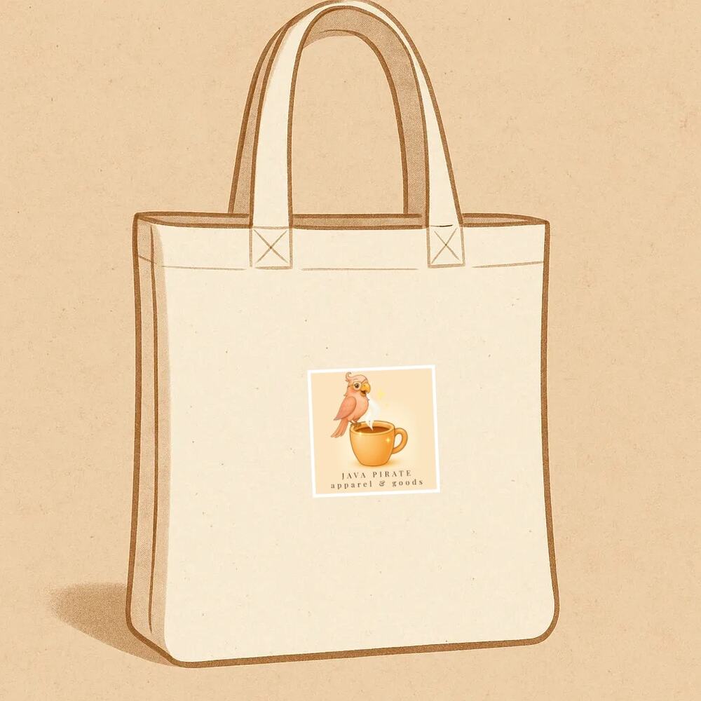 Java Pirate Apparel & Goods Signature Natural Canvas Tote Bag with Inner Pockets